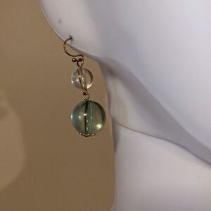 Vintage pale green & clear bead earrings